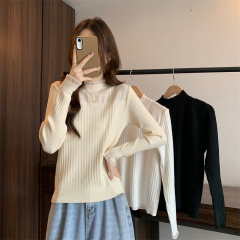 New plus size women's autumn and winter half-high collar hollow lace bottoming shirt for fat girls to cover belly and make them look slimmer and versatile