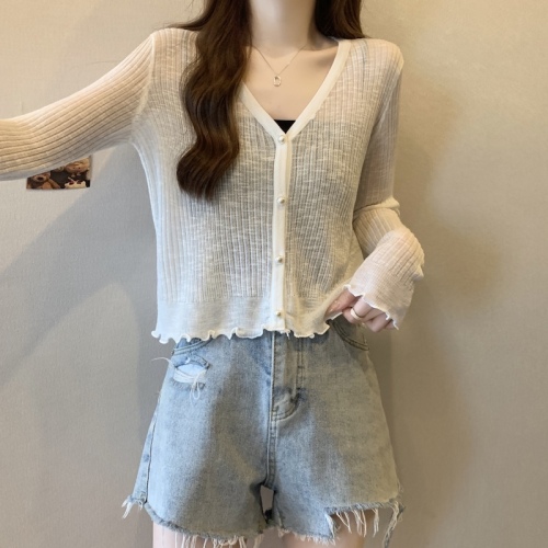Women's large size ice silk sun protection cardigan with skirt and shawl air-conditioning shirt knitted small jacket