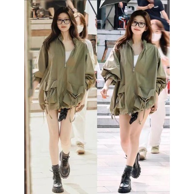 Xu me dazzling Zhao Lusi Xu Yan's same military green work jacket top loose casual versatile jacket