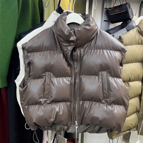 2024 Autumn and Winter New Korean Style Loose PU Imitation Leather Cotton Short Vest to Wear as a Warm Vest