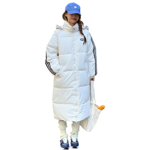 Actual shot of long down cotton coat winter new Korean style loose oversize casual knee-high hooded cotton coat for women