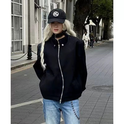 Autumn and winter new style simple heavy industry high-end design metal leather jacket jacket men and women high street tops trend