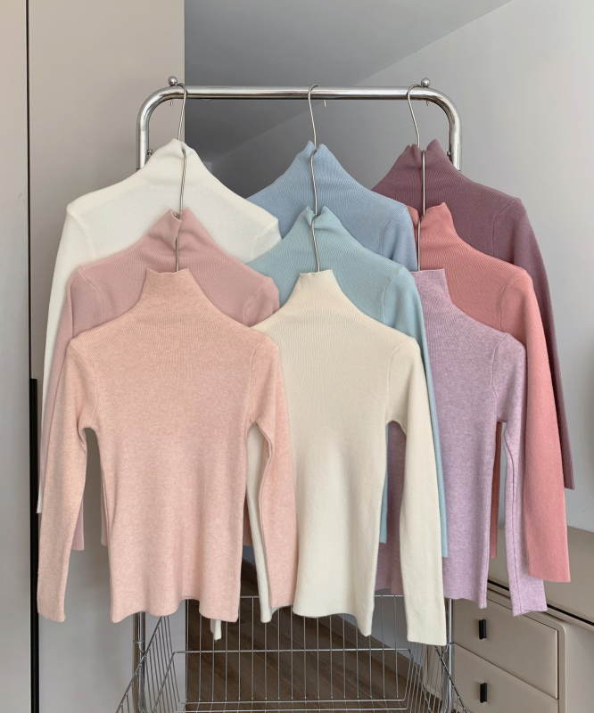Morandi wool turtleneck slim-fitting bottoming shirt for women autumn and winter long-sleeved sweater with sweater
