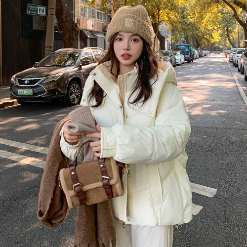 Actual shot of 2024 new down jacket for women, short style, small Korean style cotton jacket, loose student hooded bread jacket