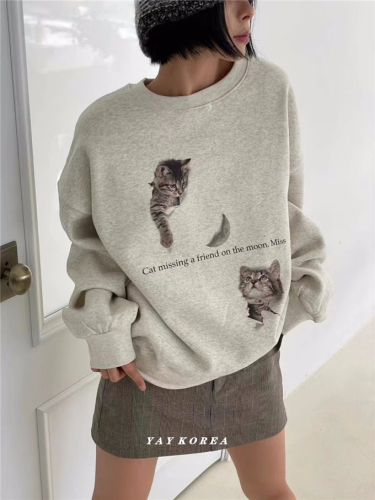 Korean foreign trade new style 260g large fish scale autumn thin sweatshirt for women with back collar M-XXXL