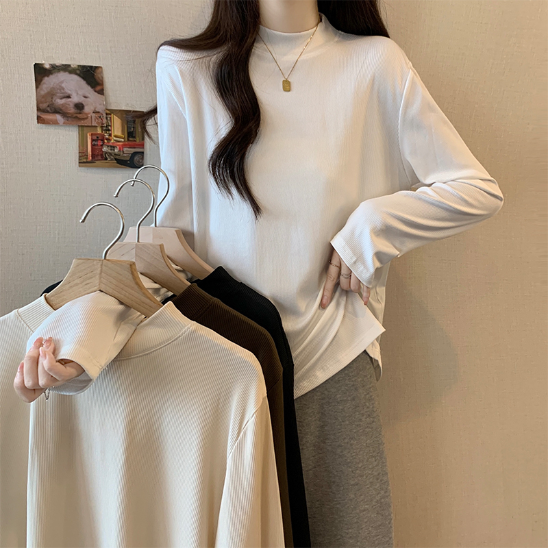 Women's new autumn and winter half turtleneck bottoming shirt, slimming stand-up collar, inner bottoming T-shirt top