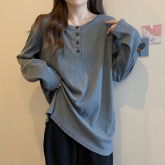 Autumn lazy style loose and slim mid-length sweater long-sleeved T-shirt