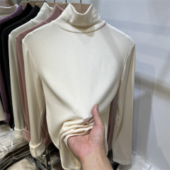 Korean Spring and Autumn New Slim Fit Solid Color Turtle Collar Warm Bottoming Shirt Women's Temperament Casual Long Sleeves