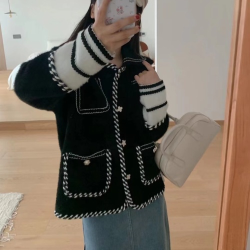 2024 Autumn New Style Xiaoxiangfeng Private Wear Socialite Imitation Mink Fleece Knitted Cardigan Jacket Elegant Style Top