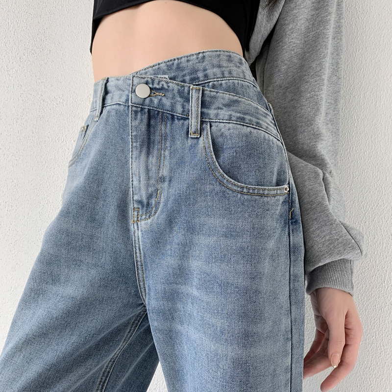 Light color straight jeans for women, new thin style, slim design, small size
