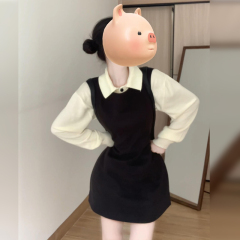 Black suspender dress for women, hip-covering short skirt, high-end early and early autumn matching with a complete set 2024 new style