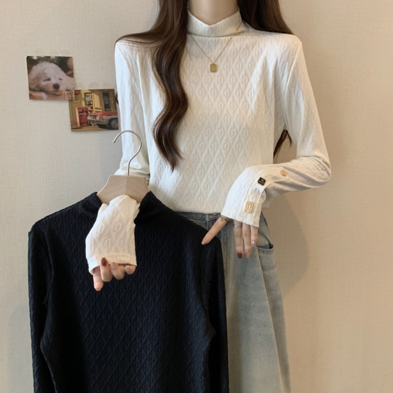 Half turtleneck bottoming shirt 2024 autumn and winter new fashion design slim long-sleeved T-shirt top