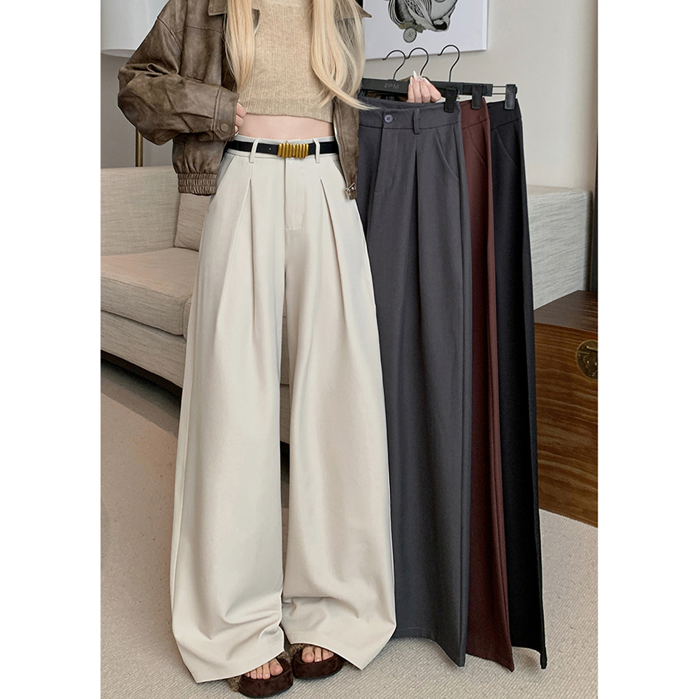 Real shot!  2024 Autumn New Casual Pants Designed Suit Pants Women's Straight High Waist Slim Loose Pants