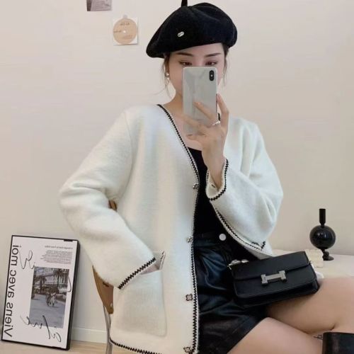 2024 new mink sweater, fragrant and foreign style, versatile new style, temperament knitted cardigan, high-end coat, loose top