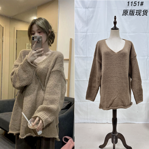 Spot solid color loose sweater for women in autumn and winter new style lazy slim versatile Korean style casual temperament knitted top