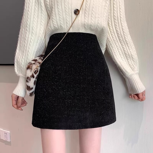 Woolen skirt women's early autumn 2024 new A-line short skirt high waist small person versatile hip skirt