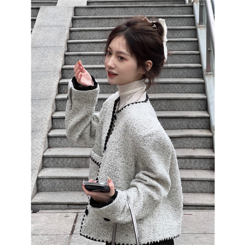 Official picture of small fragrant style lining spring French lady style small fragrant style high-end short coat for women