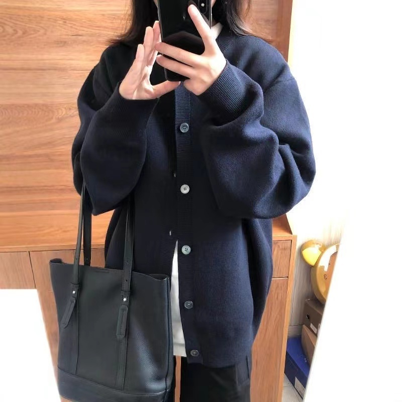 Knitted cardigan for women in autumn and winter, new style, lazy style, versatile, high-end, thickened sweater jacket, trendy top