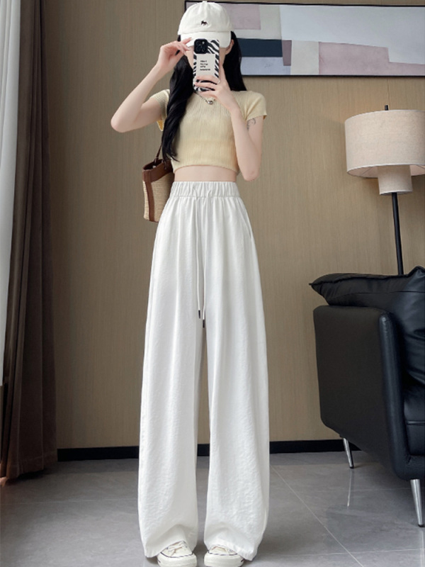 Scimitar wide-leg pants for women summer thin straight-leg loose small casual quick-drying ice silk banana sweatpants