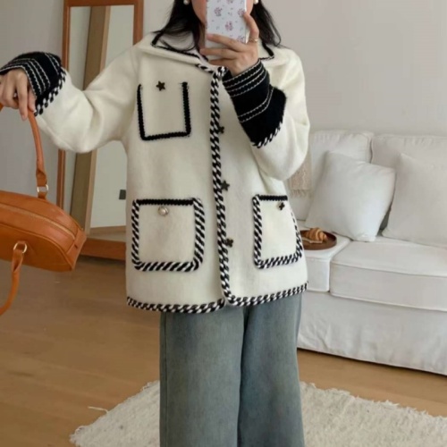 2024 Autumn New Style Xiaoxiangfeng Private Wear Socialite Imitation Mink Fleece Knitted Cardigan Jacket Elegant Style Top