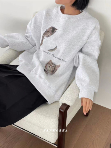 Korean foreign trade new style 260g large fish scale autumn thin sweatshirt for women with back collar M-XXXL