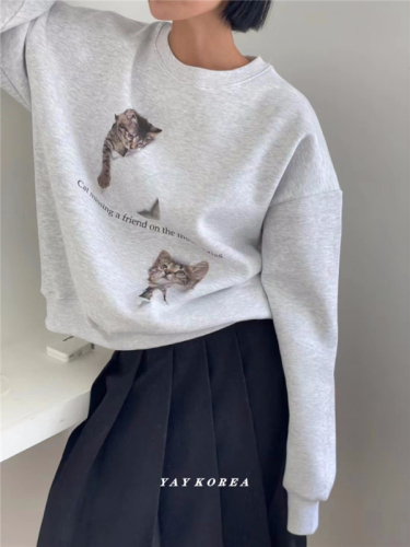 Korean foreign trade new style 260g large fish scale autumn thin sweatshirt for women with back collar M-XXXL