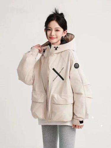 2024 new winter American style jacket fashionable hooded workwear cotton coat short thickened jacket for women