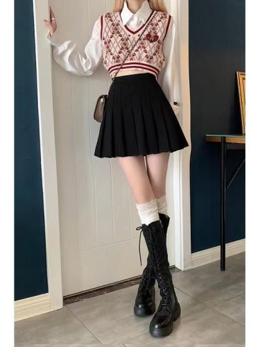 2024 new plus size pleated skirt for fat girls, mid-length design with high waist and one-step slit long skirt for summer