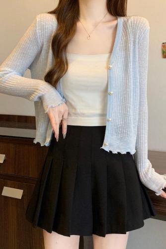Women's large size ice silk sun protection cardigan with skirt and shawl air-conditioning shirt knitted small jacket