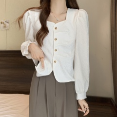 Large size new style stylish right shoulder fashion slimming irregular and discreet all-match tops for women