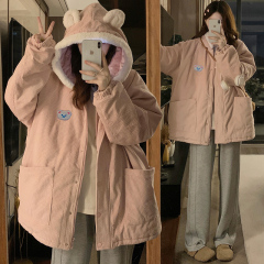 Corduroy cotton jacket for women, Korean style, gentle style, fufu cotton jacket, cute little person, winter
