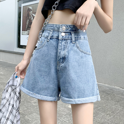 Spring new style women's super high waist denim shorts women's spring and summer loose slimming a-line hot pants