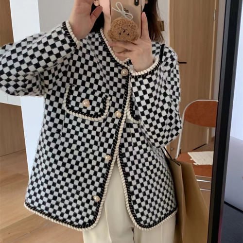 2024 Xiaoxiangfeng Breast Sweater Women's Autumn High-end Cardigan Korean Gentle Top Knitted Jacket