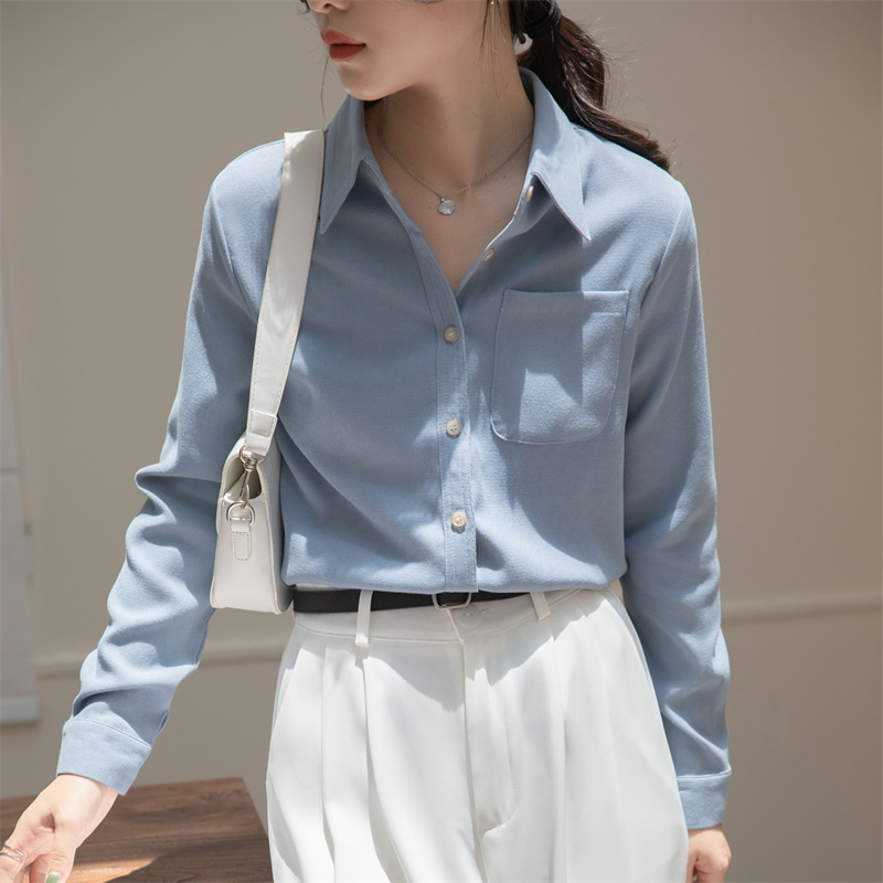 French corduroy shirt for women, designer niche inner top, spring and autumn style, fashionable layered brushed shirt for women