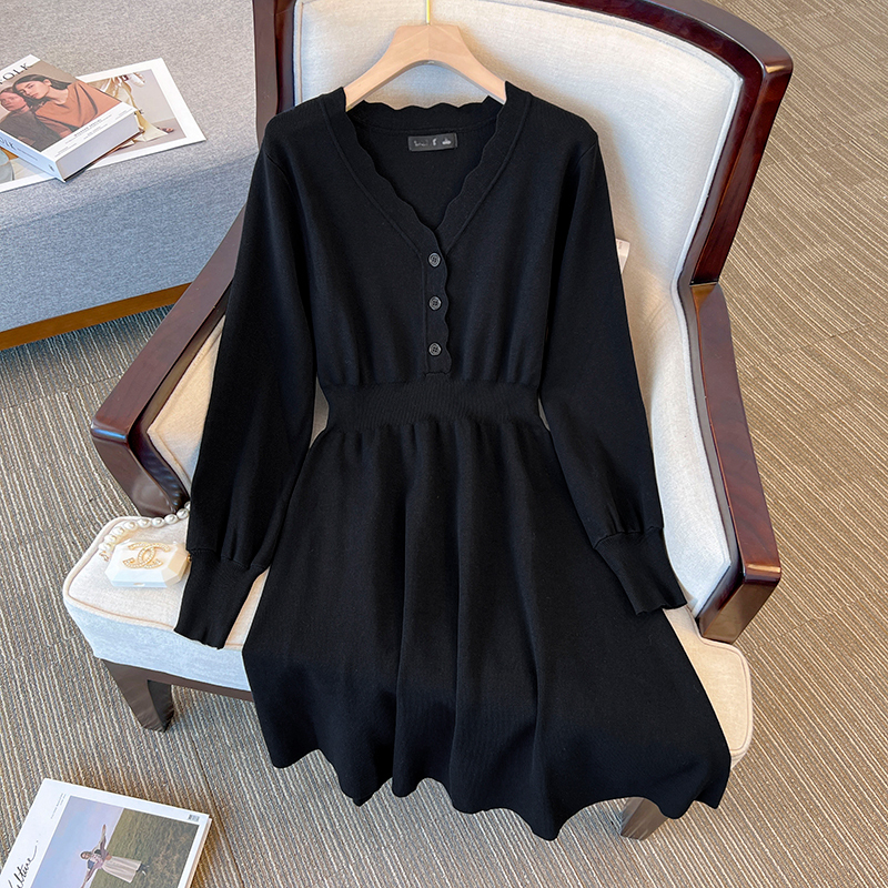 Fat girl's large size sweater and coat bottoming knitted winter dress