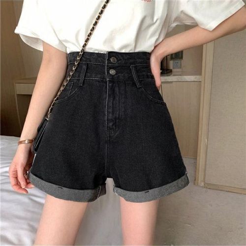 Spring new style women's super high waist denim shorts women's spring and summer loose slimming a-line hot pants