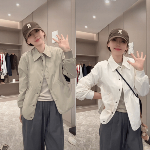 2024 new style petite fashionable shirt-style jacket for women early autumn casual and versatile outer wear short top