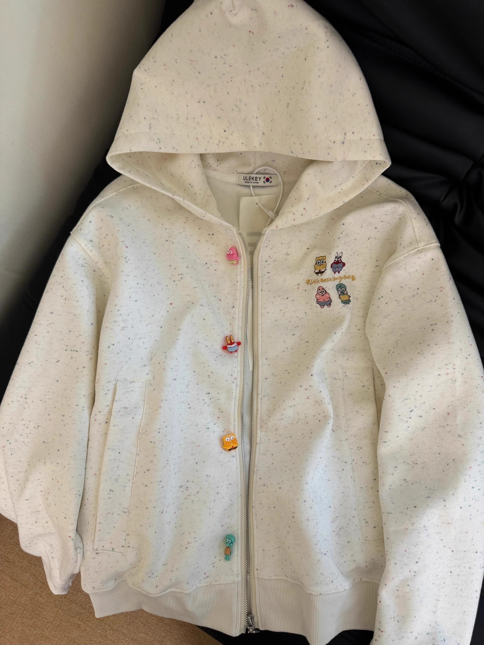 Embroidered + Original Fabric Extra Large 300lb Cartoon Decorative Zipper Women's Jacket