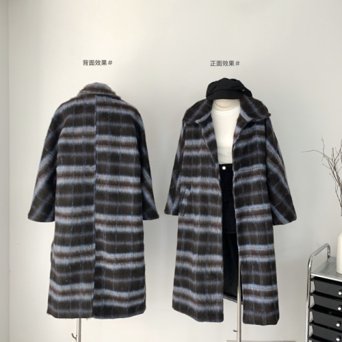 D YANGJUN autumn and winter Korean style over-the-knee retro long loose plaid woolen wool coat for women