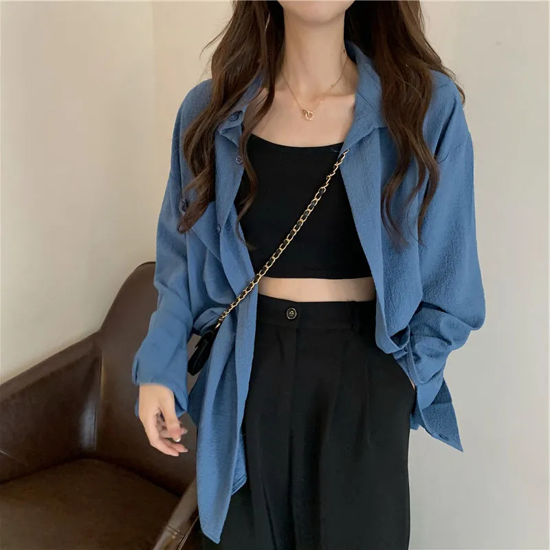 Sun protection shirt tops for women summer new college style French design niche loose shirt jacket