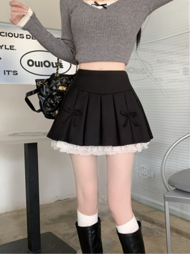 Long-sleeved T-shirt shirt skirt dress pleated skirt women's summer two-piece casual two-piece suit short skirt