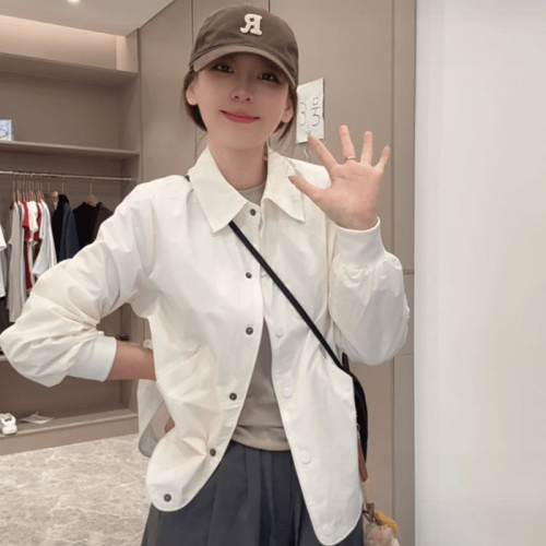 2024 new style petite fashionable shirt-style jacket for women early autumn casual and versatile outer wear short top