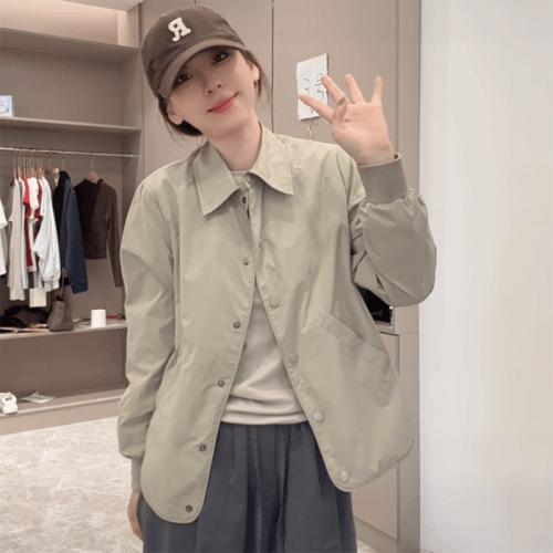 2024 new style petite fashionable shirt-style jacket for women early autumn casual and versatile outer wear short top