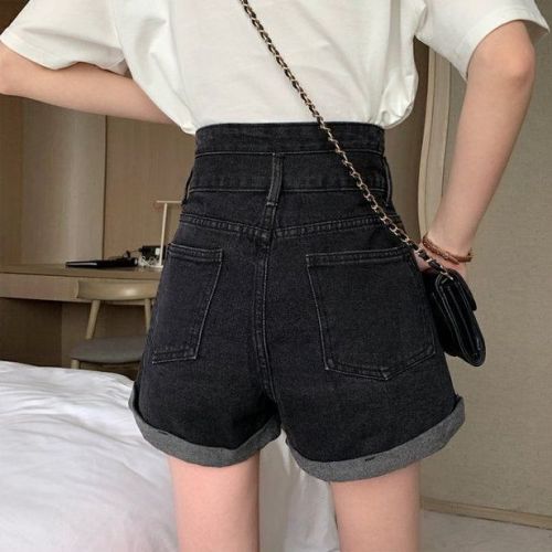 Spring new style women's super high waist denim shorts women's spring and summer loose slimming a-line hot pants