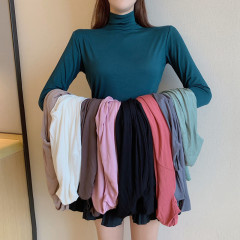 Korean style autumn and winter basic solid color versatile half turtleneck long-sleeved T-shirt skin-friendly slim bottoming shirt