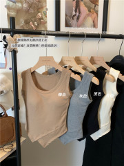 實拍~秋冬磨毛保暖背心不規則設計感外穿無袖內搭上衣