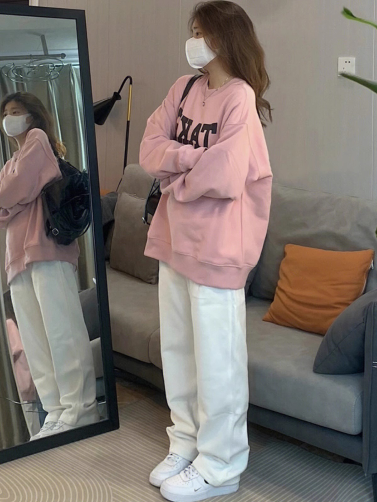 Imitation cotton Chinese cotton composite milk silk 320g silver fox velvet 420g round neck hooded loose sweatshirt