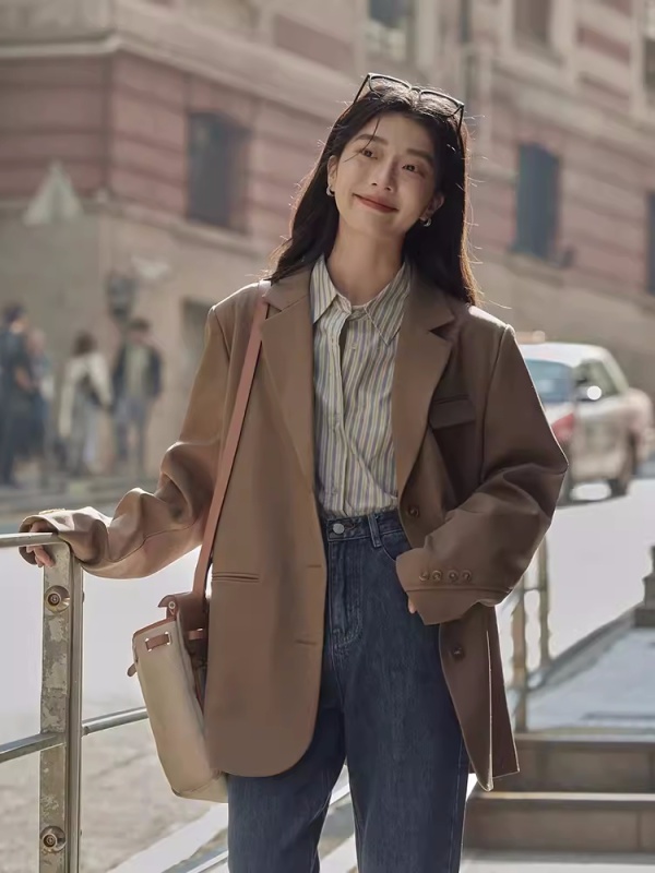 High-end casual blazer women's design small temperament Korean suit