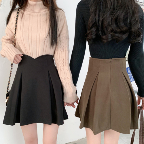 Plus size women's autumn and winter clothing new fat sister short skirt fat mm mid-length skirt