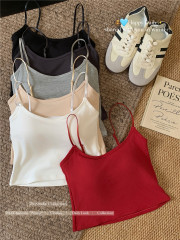 實拍~秋冬磨毛保暖吊帶背心美背短款內搭無袖上衣